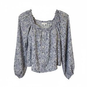 American Eagle Outfitters Blue Floral Blouse XS Cottagecore Chic Y2K